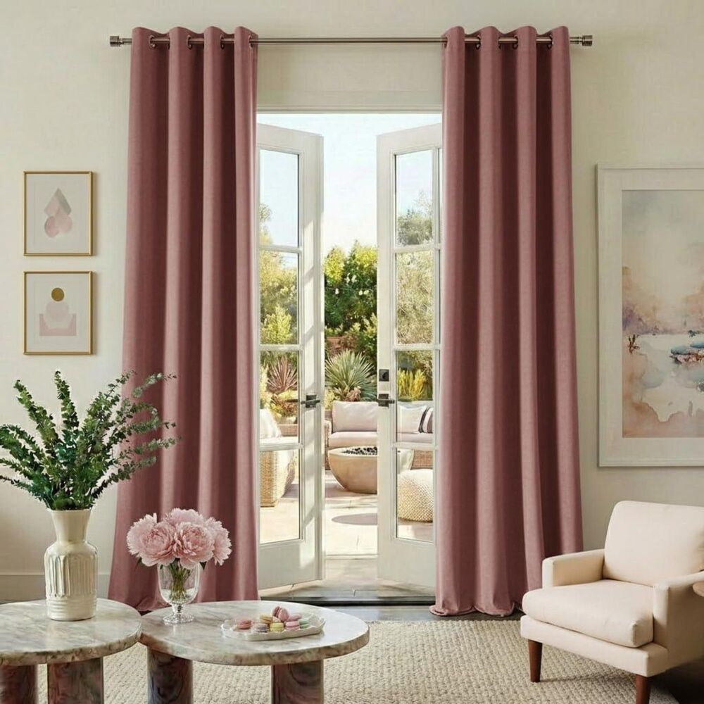 Brand New Nicetown Dusty Rose Pink Vintage Velvet Curtains – Set of 2